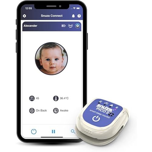 PICO 2 by SNUZA - Smart Sleep Monitor. App-Enabled or Standalone Device. Tracks Movement, Body Position and Skin Temperature. Alarm and Early Pre-Alert with Vibration for Safer Sleeping.