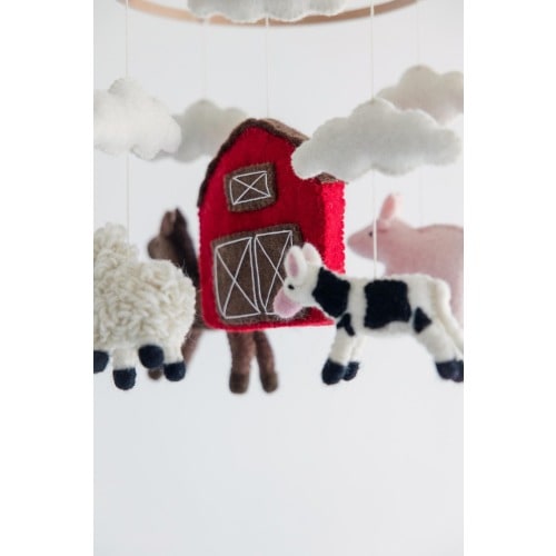 Farm Crib Mobile / Handmade Felt Baby Mobile with Cow Pig Sheep and Chicken / Farm Nursery Decor / Baby Shower Gift / Rustic Baby Room
