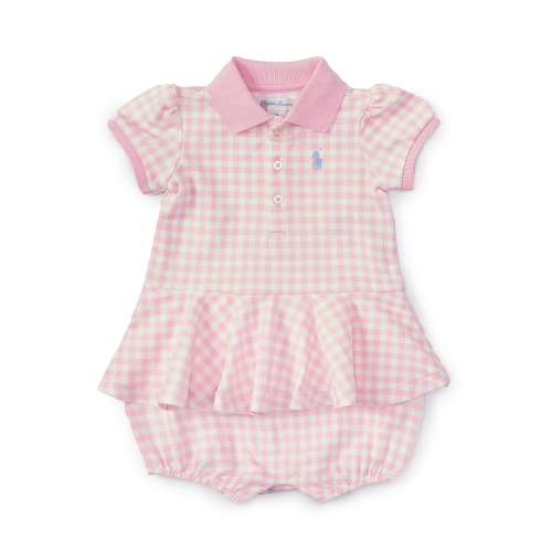 Ralph Lauren Baby Girls 3-24 Months Puffled-Sleeve Gingham Peplum Mesh Romper