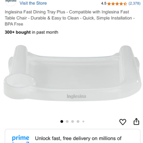 Inglesina Fast Dining Tray Plus - Compatible with Inglesina Fast Table Chair - Durable & Easy to Clean - Quick, Simple Installation - BPA Free