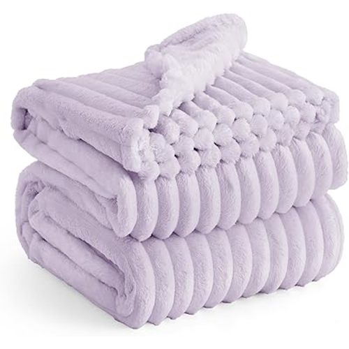 Bedsure Lavender Fog Fleece Blanket for Couch - GentleSoft Cozy Soft Blankets for Women, Cute Small Throws for Girls, 108x90 Inches