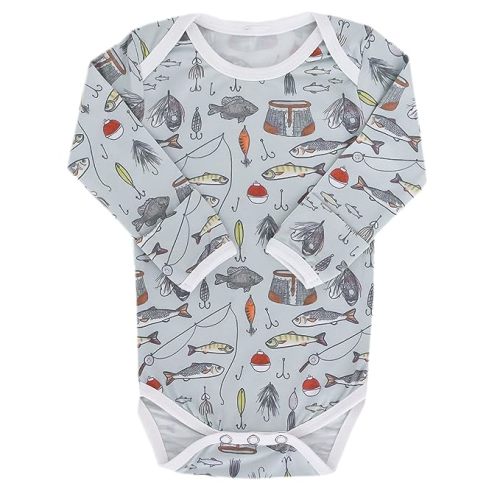 Copper Pearl Long Sleeve Bodysuit Baby: Ultra Soft Baby for Newborns, Boys, and Girls - Stylish, Comfortable, Overlap Shoulders, Premium Knit Fabric - 6-12 Months, Trout