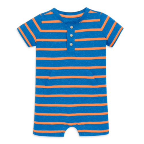 Baby Heathered Henley Shortie In Stripe, 6-12M