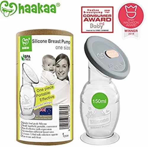 Haakaa Silicone Breast Pump & Silicone Cap 5.4oz/150ml - 5.4 Fl Oz
