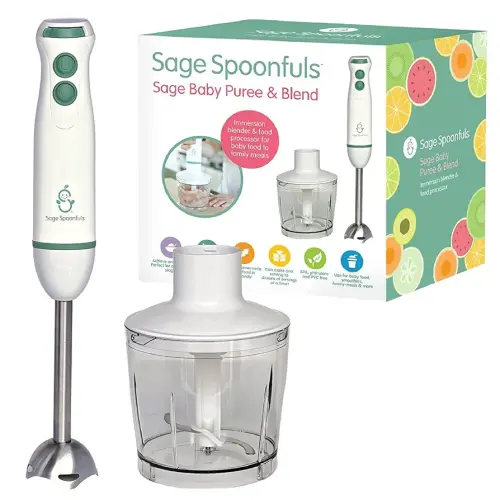 Sage Spoonfuls Baby Food Maker, Processor and Immersion Blender with Dishwasher-Safe Stainless Steel Attachments for Meal Prep & Baby-Led Weaning, White