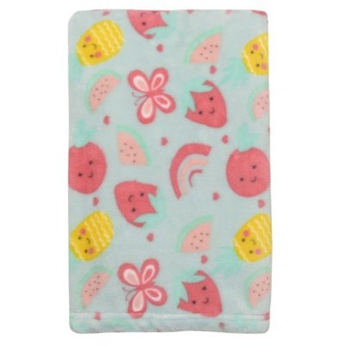Baby Starters Fruit Print Plush Baby Blanket (30" x 40"), Aqua