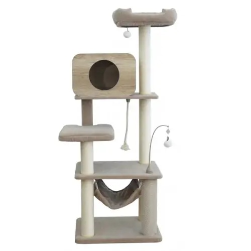 Catry Jiminy 60 inch Cat Tree, 6 Levels and 1 Condo, Beige