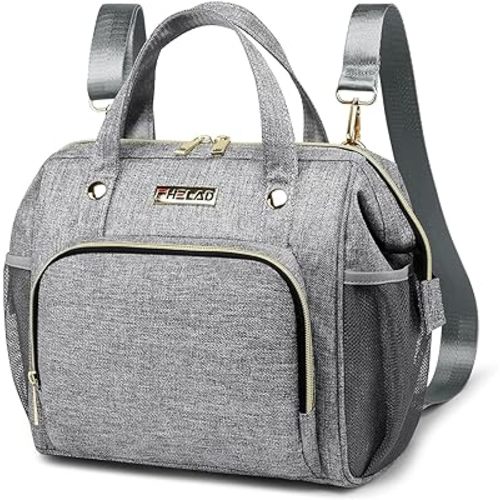 Small Diaper Bag Tote Diaper Backpack Crossbody, Toddler Diaper Bags Waterproof Multi-Function Newborn Baby Stylish Mini Tote Maternity Bags Travel Backpacks with Insulated Pockets, Gray