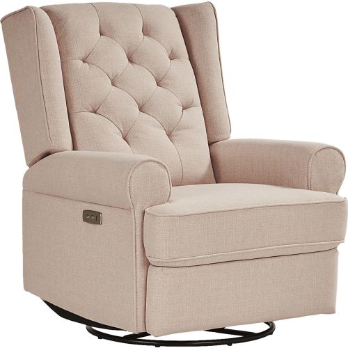 Eveleigh Blush Beige Polyester Fabric Swivel Glider Rocker