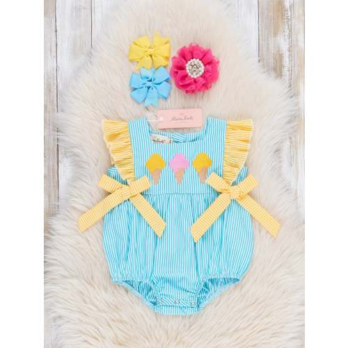 Neon Ice Cream Cones Ruffle Bubble