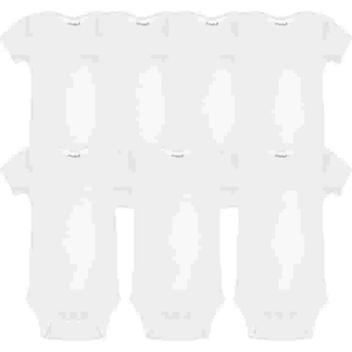 Everyday Kids 7 Pack White Short Sleeve Baby Bodysuits for Boys and Girls