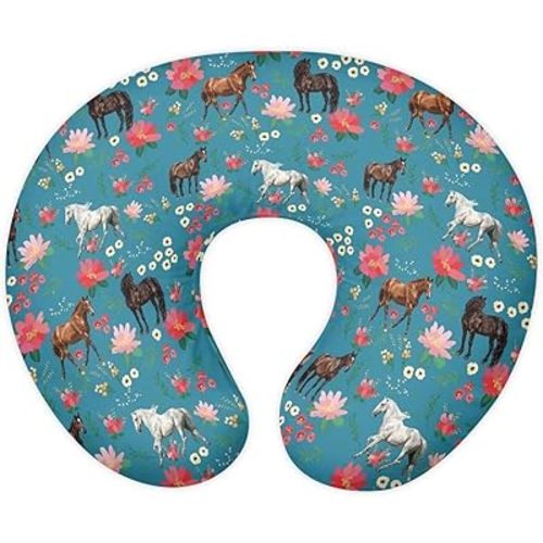 Horse and Red Floral Nursing Pillowcase Nursing Pillow Cover Cuddle Pillow Slipcover Detachable Nursing Pillow Protective Baby Feeding Baby Essentials