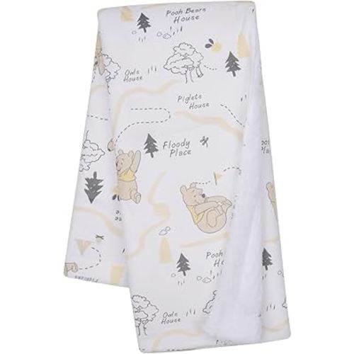 Lambs & Ivy Disney Baby Pooh and The Hundred Acre Woods White Baby Blanket