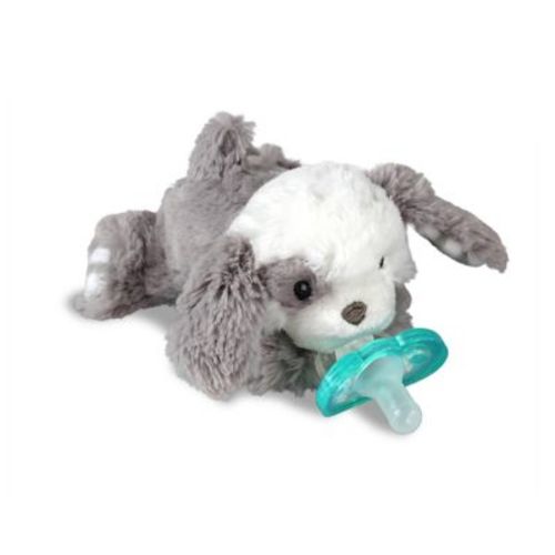 RaZbaby® RaZbuddy Puppy Pacifer Holder with Removable JollyPop Pacifier - GREY - 0-3 YEARS