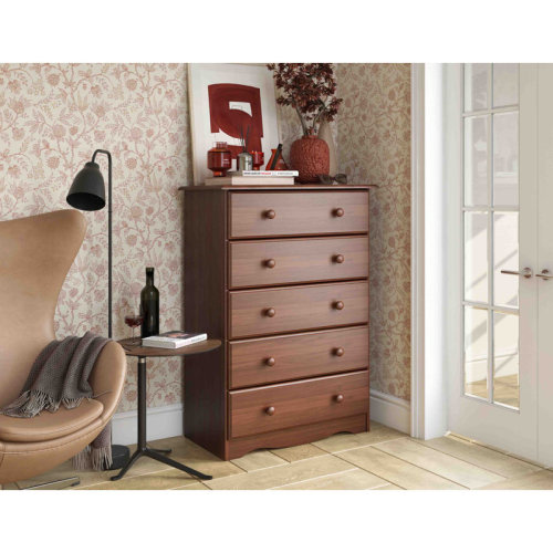 Charlton Home® Gallashaw 100% Solid Wood 5-Drawer Chest & Reviews | Wayfair