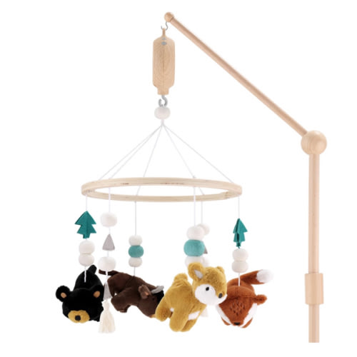 The Peanutshell Crib Mobile for Boys or Girls - Wooden Musical Baby Crib Mobile with 12 Lullabies, Western Woods Baby Western Woods Nursery Decor