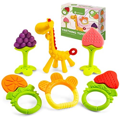 Teethers for Babies 0-6 Months - Newborn Infant Baby Teething Toys - Freezer Safe Silicone Baby Teether - Frozen Teething Toys for Babies 0-6 Months - Baby Teethers Chew Toys 6 Pack -Perfect Baby Gift