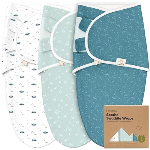 3-Pack Organic Baby Swaddle Sleep Sacks - Swaddles for Newborns, Infant 0-3 Months, Baby Girls, Boys, Soft & Snug Newborn Sleep Sack, Nursery Swaddling Blankets (Galaxy)