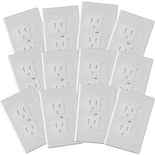 Safety Innovations Self-Closing Babyproof Outlet Covers - (for Center Screw Outlets Only) an Alternative to Wall Socket Plugs for Child Proofing, (12-Pack), (1-Screw), (White) White)