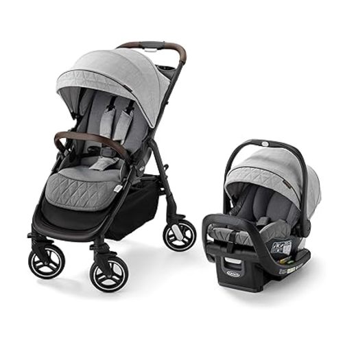 Graco Merge 360 Travel System - Swivel Wheel Car Seat Stroller Combo, Easy Folding Baby Stroller with SnugRide Lite DLX Infant Car Seat, Front and Rear 360-Degree Rotating Wheels Infant Stroller