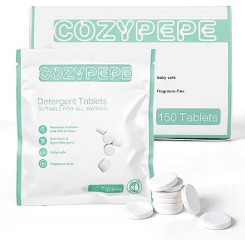 Baby Bottle Washer Detergent Tablets, Fast-Dissolving Gentle Formula, Removes Milk Residue Grease & Odor, Compatible with All Brands, for Washer Sterilizer Dryer (150, odorless)