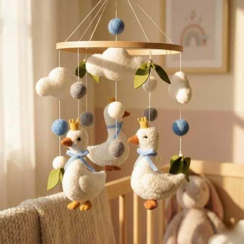 Duck Baby Mobile, Handmade Goose Crib Mobile for Baby Boy