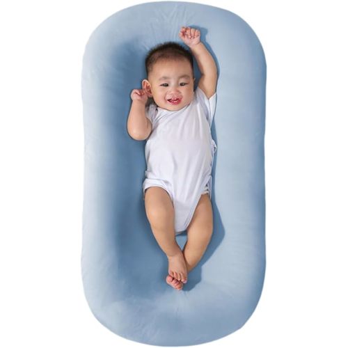 Baby Lounger, Baby Lounger for Newborn, Soft Breathable Washable Infant Lounger for Baby Home and Travel (Blue)