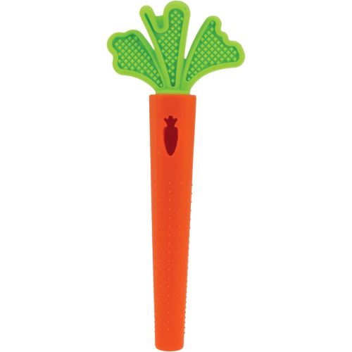 Nuby Silicone Carrot Tube Teether - Baby Teething Toy - Massaging Bristles for Sore Gums - 3+ Months