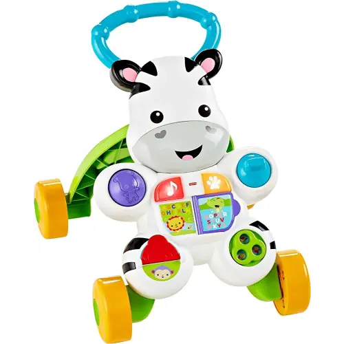 Fisher-Price Baby Push Toy Learn with Me Zebra Walker Musical Learning Activity with Lights & Fine Motor Play for Infants Ages 6+ Months (Amazon Exclusive)