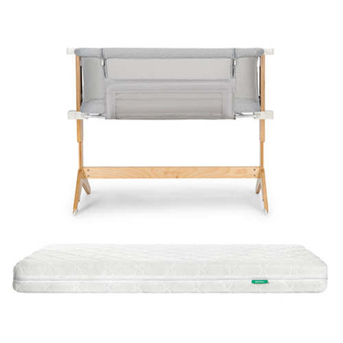 Bassinet & Bedside Sleeper + Original Crib Mattress - White