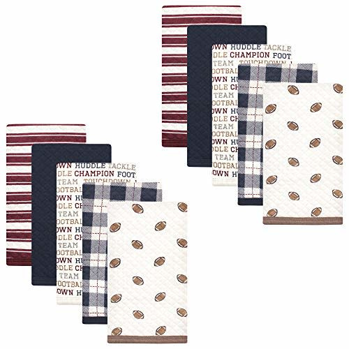 Hudson Baby Unisex Baby Quilted Burp Cloths, Football, One Size