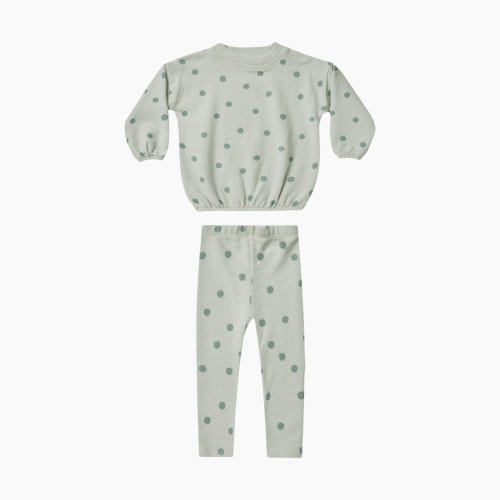 Rylee + Cru Spongey Knit Set - Seafoam Polka Dot, 3-6 M