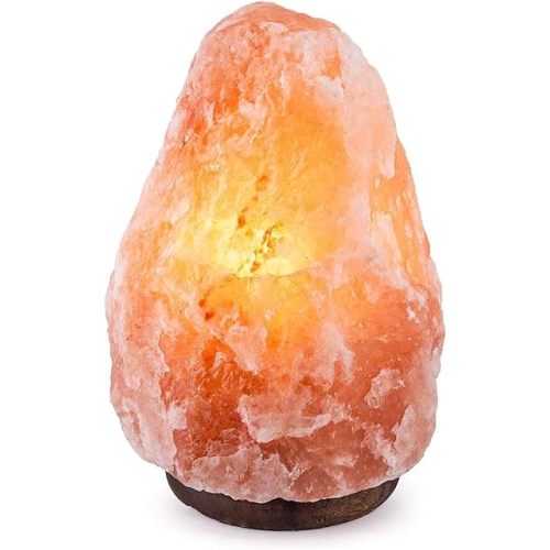 Himalayan Salt Lamp with Natural Himalayan Crystal Rock, Hand Crafted Wooden Base from Foothills of The Himalayas, Home Decor, Night Light & Gifts