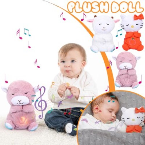 Plush Sleep Musical Baby Toys 6 to 12 Months, Cute Stuffed Animal Doll Soothing Sleeping Music Doll for Infant Babies Boys & Girls Toddlers 0 3 6 9 12 Months(Excluding Batteries)