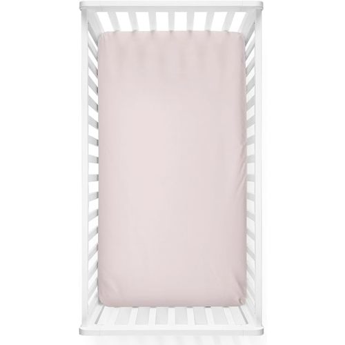 Caden Lane Fitted Crib Sheet, Breathable & Temperature-Regulating Bamboo Viscose Fabric with Elastic Edges, Fits Standard Size Baby Crib & Toddler Mattresses 28"x52", Machine Washable, Pale Pink