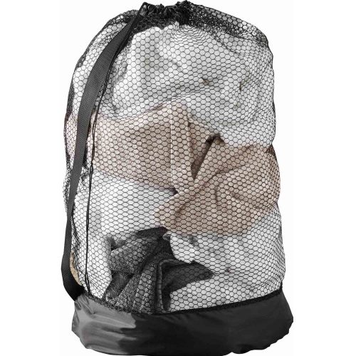 Mainstays Heavy-Duty Black Polyester Mesh Laundry Bag with Carry Strap 24" x 36"