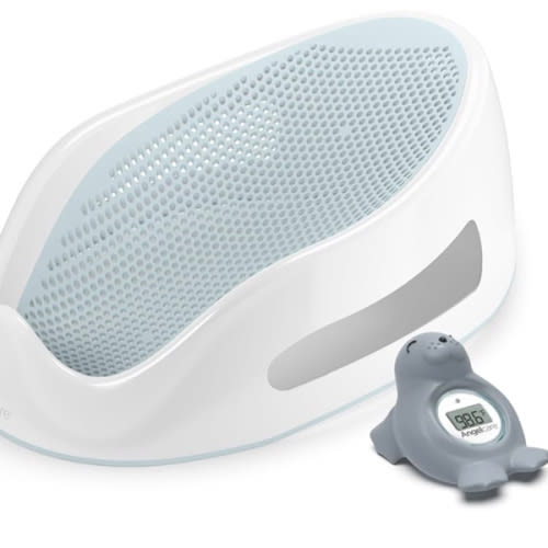 Angelcare Baby Aqua Soft Touch Bath Support & Thermometer Bundle | Newborn Baby Bathtub 0-6 Months | Baby Registry Must-Have | Newborn Essentials for Safe & Comfortable Bath Time