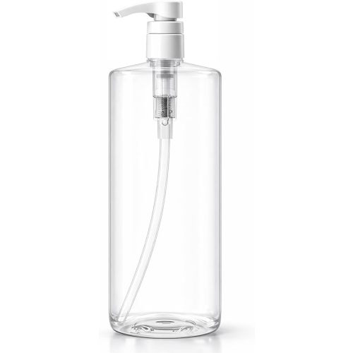 Bar5F Pump Bottle 32-Ounce 1-Liter Empty for Shampoo Conditioner Body Wash Lotion BPA-Free Crystal-Clear (Pack of 1)