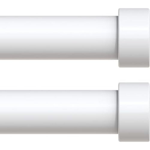 2 Pack Curtain Rods for Windows 18 to 42 Inch(1.5-3.5 Feet),White 1'' Diameter Drapery Rods with End Cap Style Design,Modern Adjustable Heavy Duty Curtain Rod,Size:18''-42''