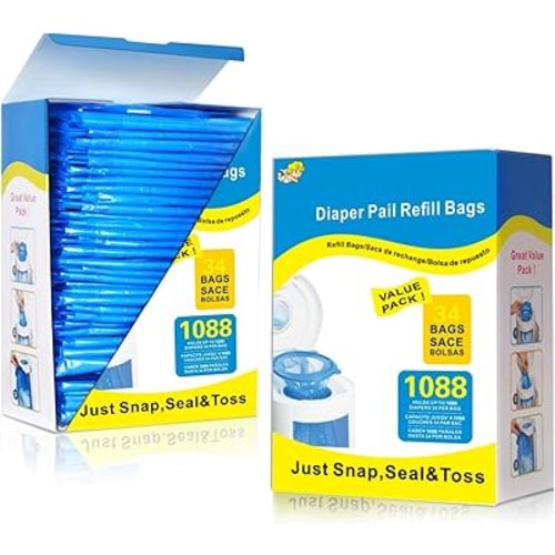 Diaper Pail Refill Bags 34 Bags Holds 1088 Counts Compatible with Arm&Hammer Diaper Pail Disposal System