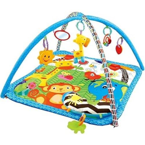Baby Gyms Play Mats Toddler Fold Acctivity Gyms Play Mat Colorful Baby Pad with Animal Toys, Giraffe