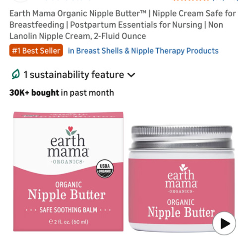 Amazon.com: Earth Mama Organic Nipple Butter™ | Nipple Cream Safe for Breastfeeding | Postpartum Essentials for Nursing | Non Lanolin Nipple Cream, 2-Fluid Ounce : Baby