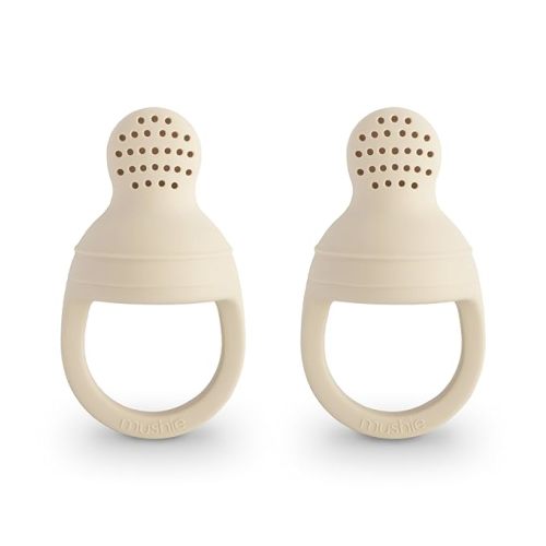 mushie Silicone Baby Fresh Fruit & Food Feeder Pacifier | 6 Months+ (Shifting Sand)