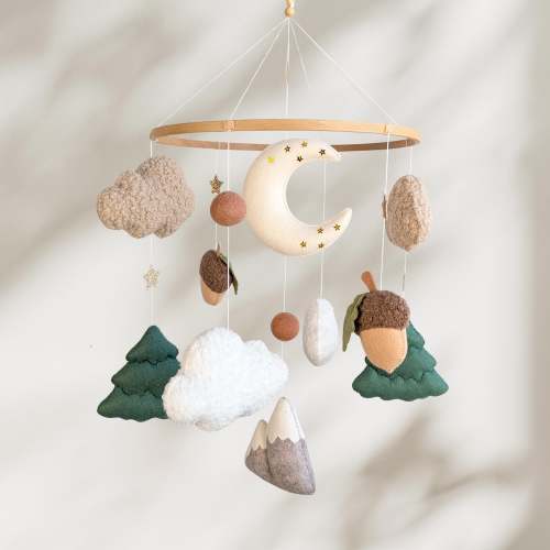 Baby Mobile Woodland Tree & Mountain: Forest Nursery Crib Decor