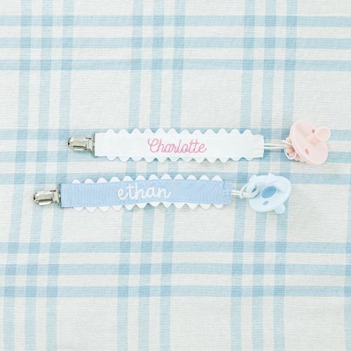 Pacifier Clips // Paci Clip, Monogram Pacifier Clip, Pacifier Holder, Embroidered Custom Name, Personalized Baby Gift, Baby Girl, Baby Boy