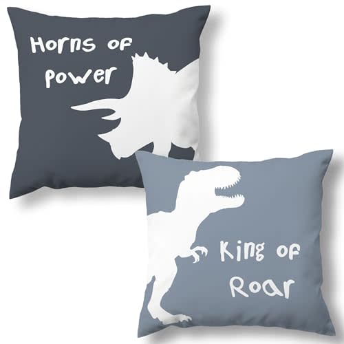 MNASAIOO Funny Boho Dinosaur Decorative Throw Pillow Covers Set of 2, Cute Dino Gifts for Dinosaur Lovers Kids Boys Room, Nursery Roar Pillow Cases Decor for Couch Bedroom Playroom 18x18in