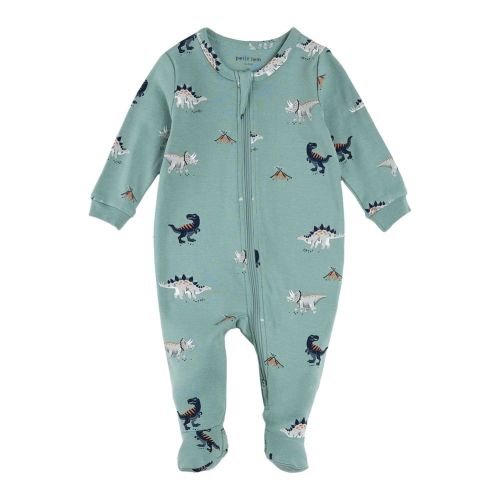 Petit Lem Organic Cotton Footed Sleeper in Dinosaur Print