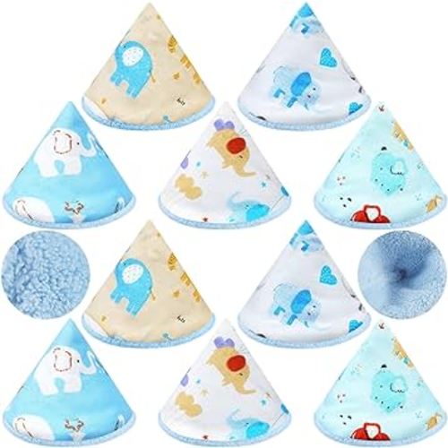Timgle 10 Pcs Coral Velvet Pee Covers Baby Boy, Strong Water Absorption Pee Shield for Baby Boy, Reusable Pee Cap, Diaper Changing Accessory for Boys Newborn Gift (Elephants)