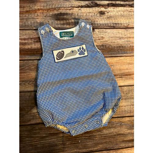 Baby Boy Blue Gingham Seersucker Bubble