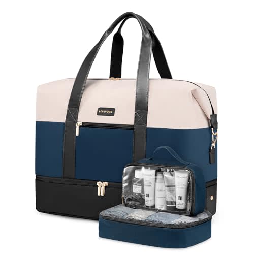 LOVEVOOK Weekender Bag, Large Travel Duffel Bag for Women with 2 Packing Cubes, Carry on Overnight Bag with Shoe Compartment, Mom Hospital Bags for Labor and Delivery
